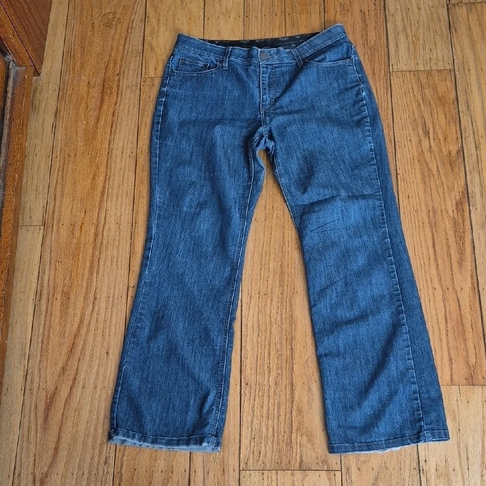 Merona Comfort-No-Gap Waistband Stretch Jeans Womens 12R Blue Straight Leg Denim